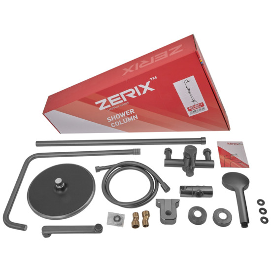 Душова колона із змішувачем ZERIX REX-009-J GRAPHITE із нерж. сталі (Колір графіт) (ZX6126)