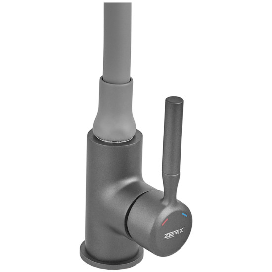 Змішувач для кухні ZERIX ATRIUM-011-T GRAPHITE REFL.GRAY (Колір графіт + силіконовий вилив сірий) (ZX6107)