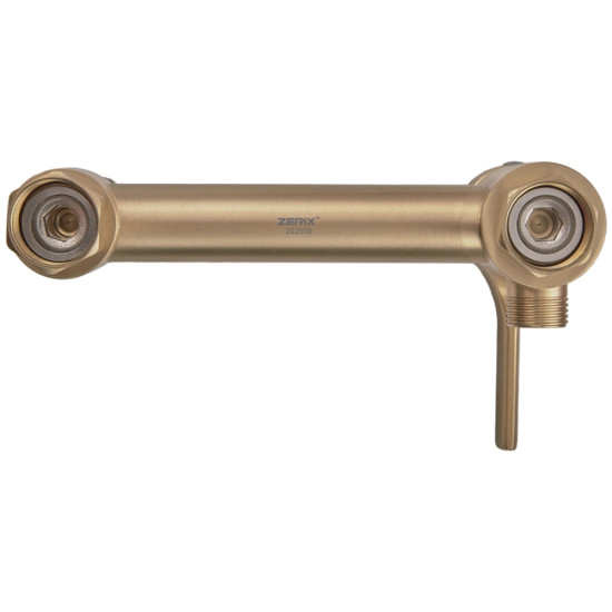 Настінний змішувач з гігієнічним душем ZERIX REX-222 BRUSHED GOLD з нерж. сталі (Колір матове золото) (ZX6122)