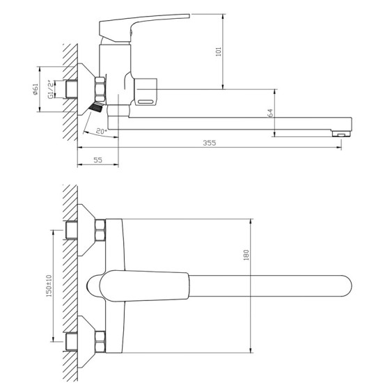 Смеситель для ванны Haiba Troya 006 Euro (HB9660)