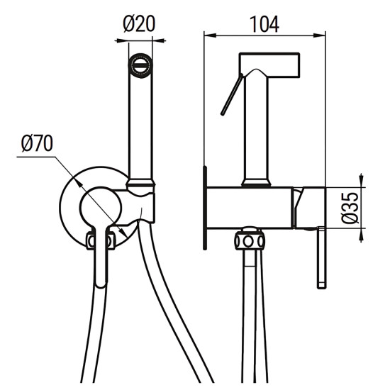 Смеситель для гигиенического душа Koer KB-23029-01 Цвет хром (KR5484)