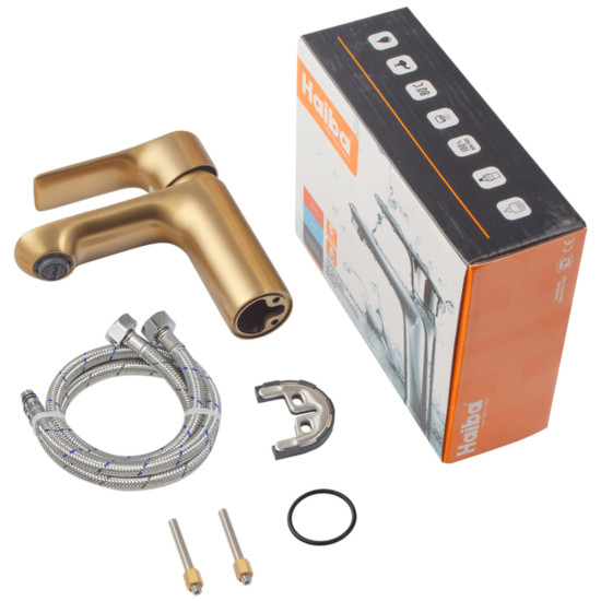 Смеситель для умывальника Haiba Milano 001 BRUSHED GOLD (HB9619)