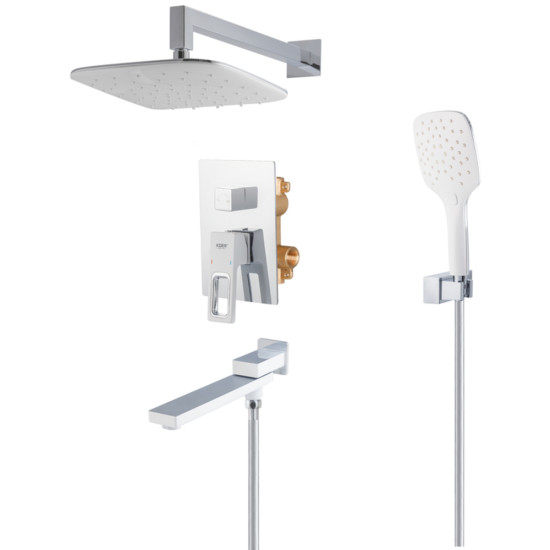 Душевая система встраиваемая KOER KB-66009-04 3 функции (Цвет хром+белый) (KR5990)