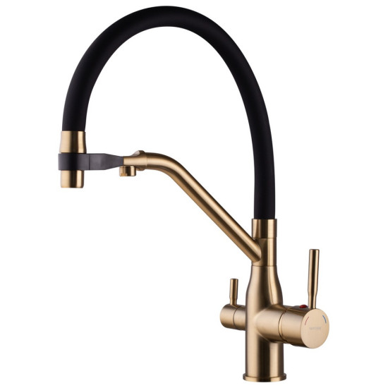 Смеситель для кухни Mixxus Premium Gravity 021 BRUSHED GOLD REFL.BLACK (MI6981)