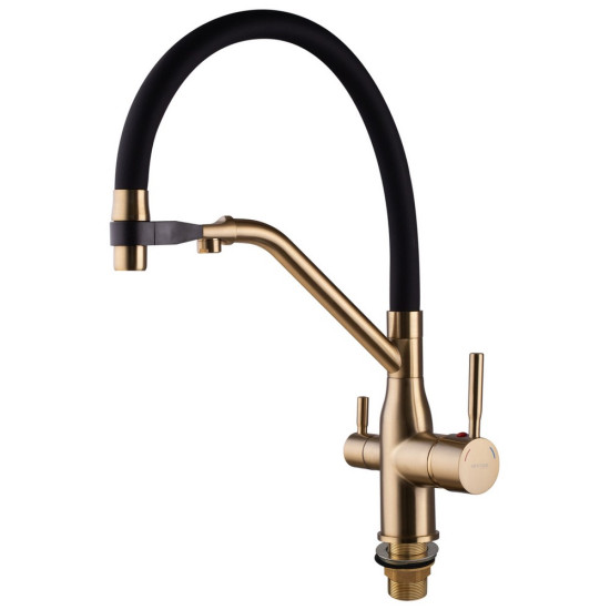 Змішувач для кухні Mixxus Premium Gravity 021 BRUSHED GOLD REFL.BLACK (MI6981)