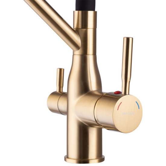 Смеситель для кухни Mixxus Premium Gravity 021 BRUSHED GOLD REFL.BLACK (MI6981)