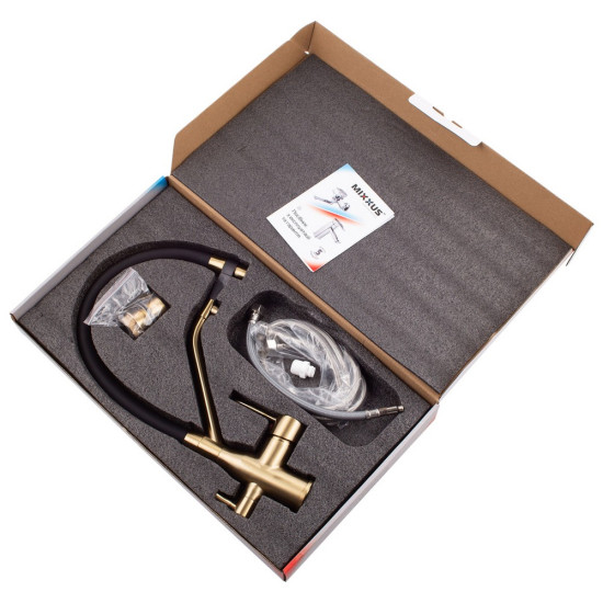 Смеситель для кухни Mixxus Premium Gravity 021 BRUSHED GOLD REFL.BLACK (MI6981)