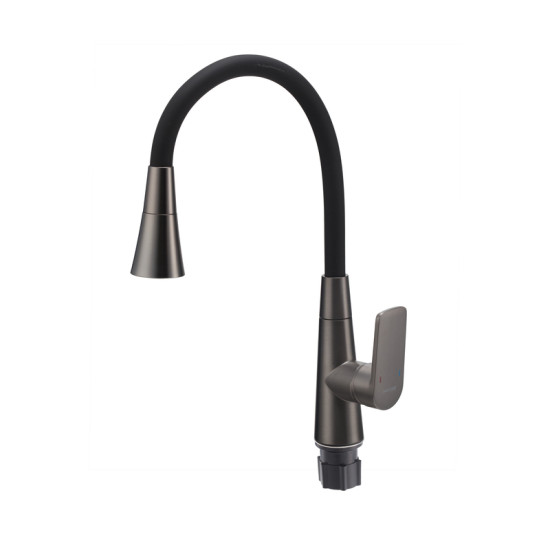 Смеситель для кухни Mixxus Premium Matis 011-T (NUT) Graphite Refl.Black (Цвет граф.+сил.излив черный) (MI8268)