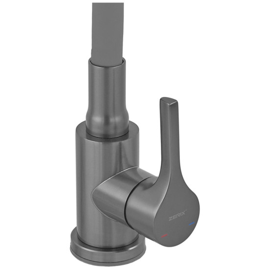 Змішувач для кухні ZERIX REX-011 GRAPHITE REFL.GREY з нерж. сталі (Колір графіт + силіконовий вилив сірий) (ZX6130)