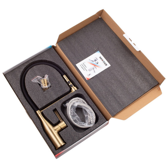 Смеситель для кухни Mixxus Premium Summer 017 BRUSHED GOLD REFL.BLACK (MI6964)