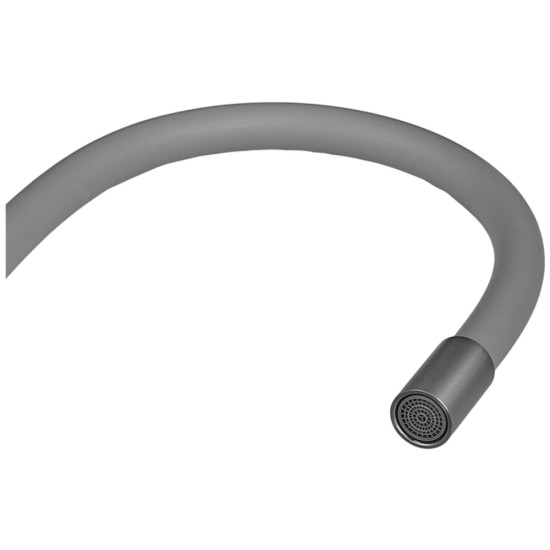 Змішувач для кухні ZERIX REX-011 GRAPHITE REFL.GREY з нерж. сталі (Колір графіт + силіконовий вилив сірий) (ZX6130)