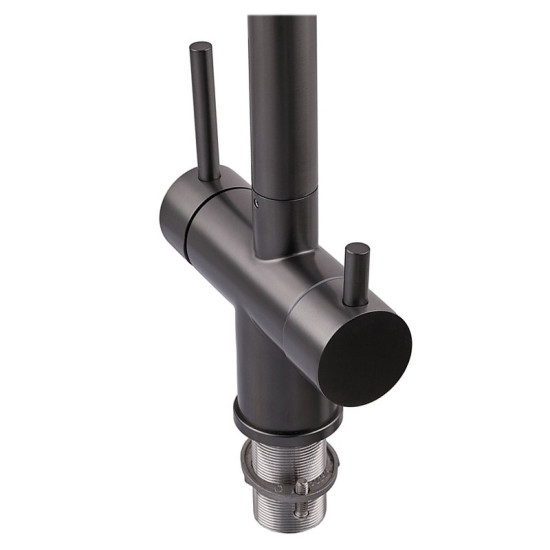 Смеситель для кухни с гибким изливом на две воды Zerix KIT-021 Graphite REFL.Black из нерж. стали (