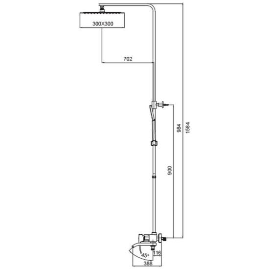 Душевая колонна KOER KB-56007-04 со смесителем, 3 функции (Цвет хром+белый) (KR5159)