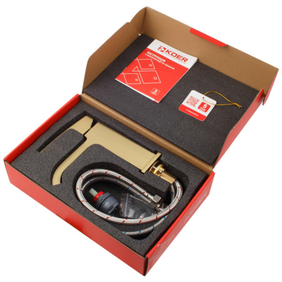 Змішувач для умивальника KOER KB-10037-12 (Колір матового золота) (KR6000)