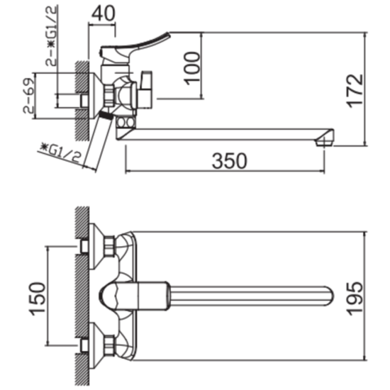 Змішувач для ванни HAIBA BOLERO 006 EURO (HB9577)