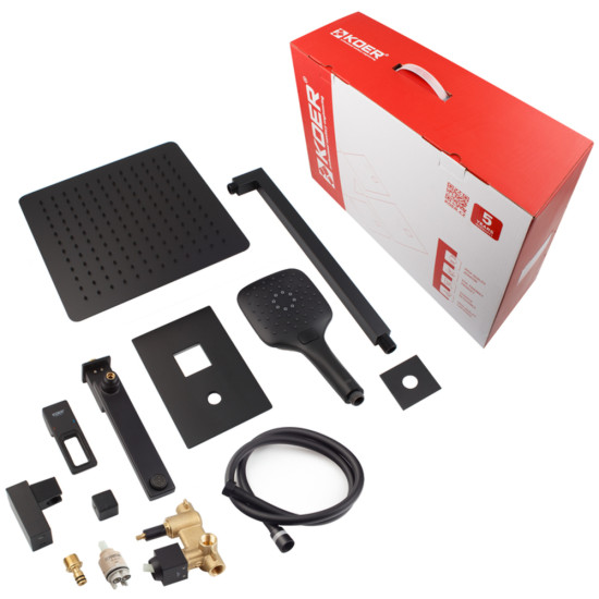 Душевая система встраиваемая KOER KB-66009-05 3 функции (Цвет черный) (KR6020)