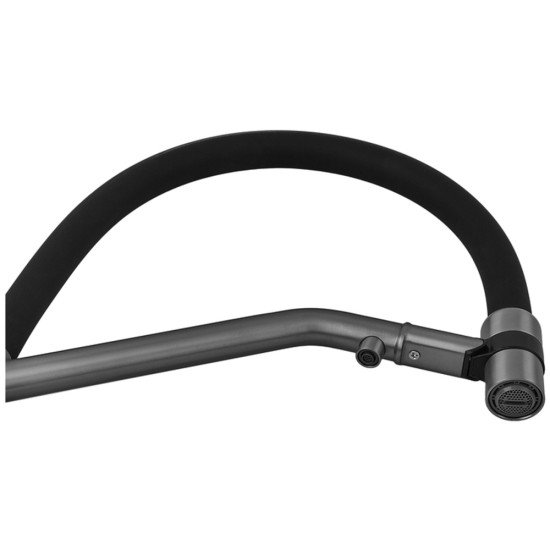 Змішувач для кухні ZERIX MAG-021 GRAPHITE REFL.BLACK з силіконовим виливом, з нерж.сталі SUS304 з виходом для питної води (колір графіт, чорний вилив) (ZX6005)