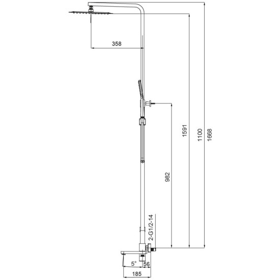 Душова колона із змішувачем Koer KB-56010-01 (Колір хром) (KR3494)