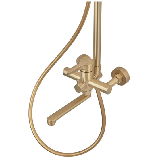 Душова колона із змішувачем ZERIX REX-009-J BRUSHED GOLD із нерж. сталі (Колір матове золото) (ZX6125)