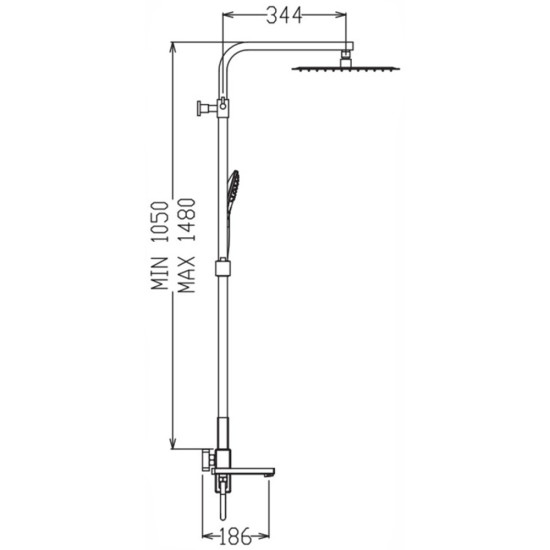 Душова колона із змішувачем KOER KB-56031-12, 3 функції (Колір матове золото) (KR5974)