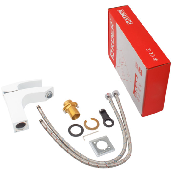 Смеситель для умывальника Koer KB-10007-04 (Цвет хром+белый) (KR5149)