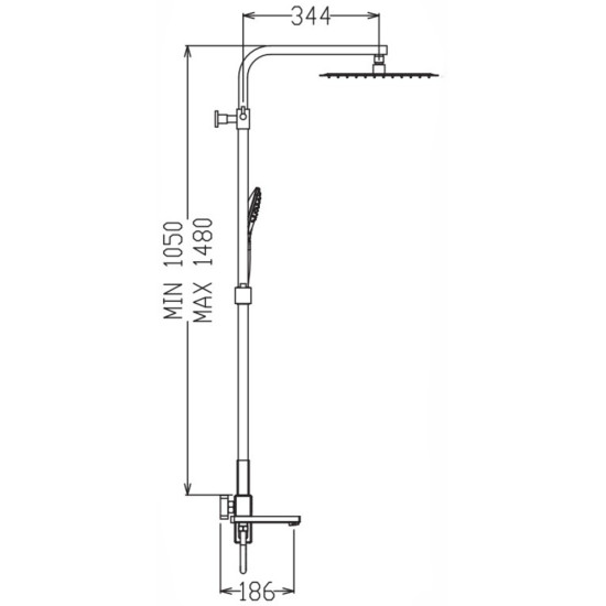 Душевая колонна со смесителем KOER KB-56039-01 3 функции (Цвет хром) (KR5995)