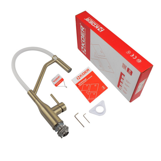 Смеситель для кухни Koer KI-70026-12 с белым силиконовым изливом (KR5212)