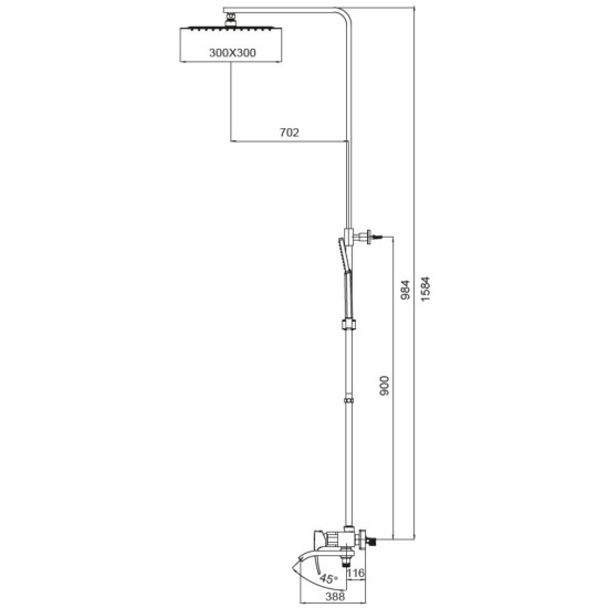 Душова колона із змішувачем Koer KB-56007-05 (Колір чорний) (KR3461)