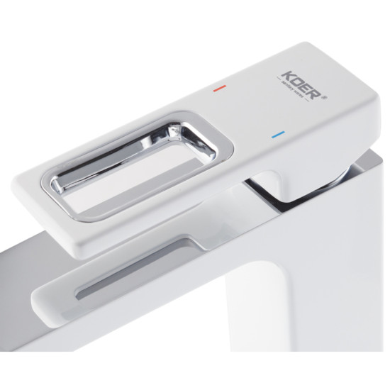 Змішувач для умивальника KOER KB-10009-04 (Колір хром+білий) (KR5975)