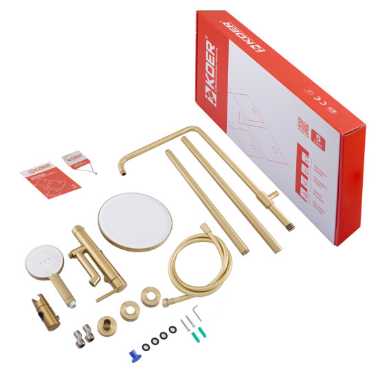 Душевая колонна со смесителем Koer KB-56029-12 3 функции, цвет матовое золото (KR5503)