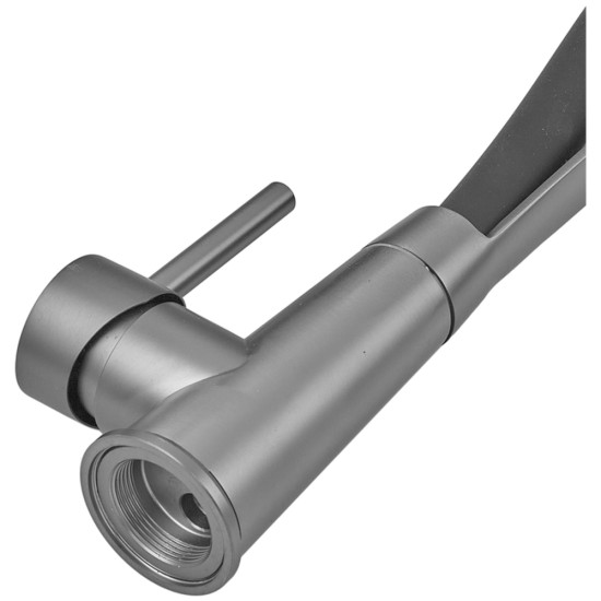 Змішувач для кухні ZERIX MAG-017 GRAPHITE REFL.BLACK із силіконовим виливом, із нерж.сталі SUS304 (колір графіт, вилив чорний) (ZX6002)