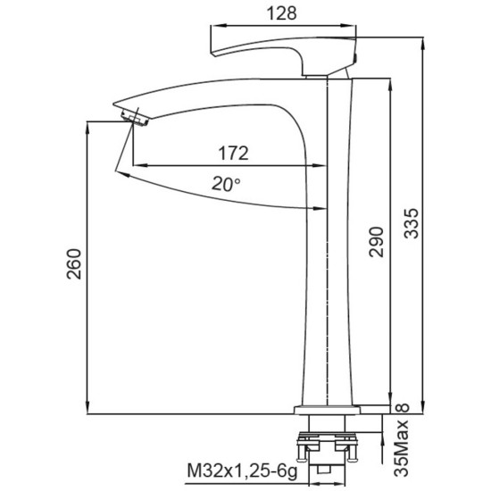 Смеситель для умывальника Koer KB-11007-01 высокий (Цвет хром) (KR3440)