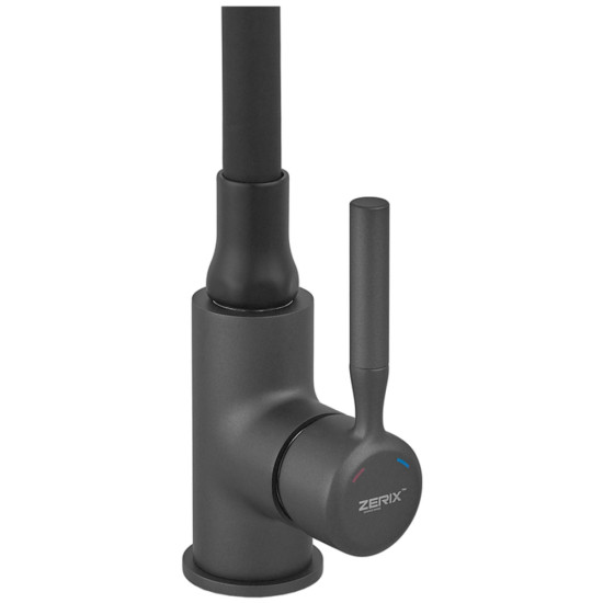 Змішувач для кухні ZERIX ATRIUM-011-T GRAPHITE REFL.BLACK (Колір графіт + силіконовий вилив чорний) (ZX6106)