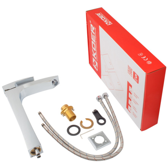 Смеситель для умывальника Koer KB-11007-01 высокий (Цвет хром) (KR3440)