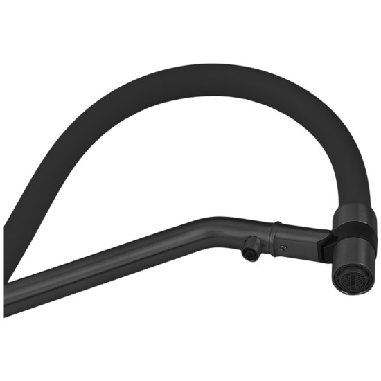 Змішувач для кухні ZERIX MAG-021 BLACK REFL.BLACK з силіконовим виливом, з нерж.сталі SUS304 з виходом для питної води (колір графіт, сірий вилив) (ZX6006)