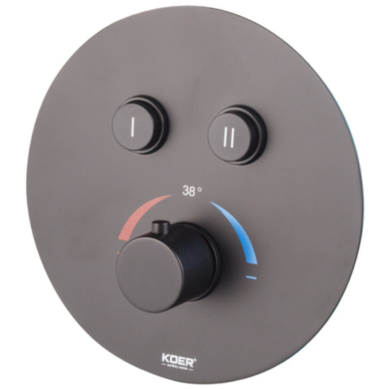 Вбудована душова система з термостатом Koer KB-67012-05 (Колір чорний) (KR4729)