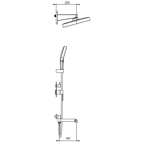 Вбудована душова система Koer KB-66029-07 3 функції (Колір графіт) (KR5954)