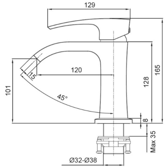 Смеситель для умывальника Koer KB-12007-07 (Цвет графит) (KR5152)