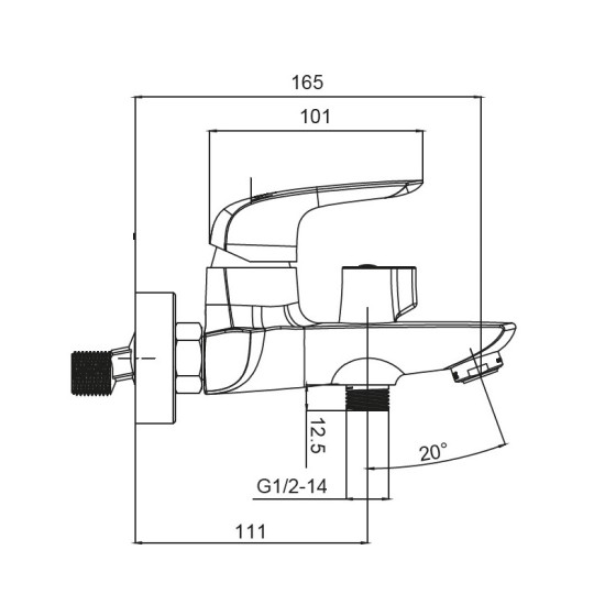 Смеситель для ванны с коротким изливом Koer KB-40008-01 (Цвет хром) (KR3472)