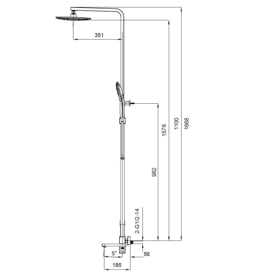 Душевая колонна со смесителем Koer KB-56009-01 (Цвет хром) (KR3506)