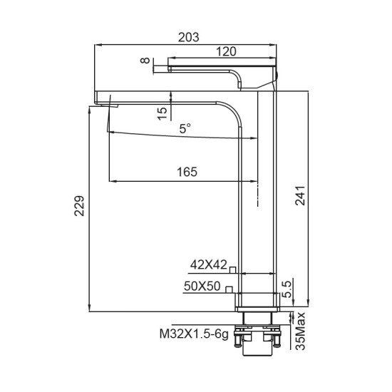 Смеситель для умывальника Koer KB-11009-05 высокий (Цвет черный) (KR3501)