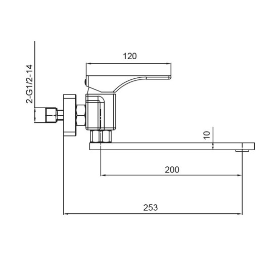 Смеситель для кухни настенный Koer KB-73010-01 (Цвет хром) (KR3490)