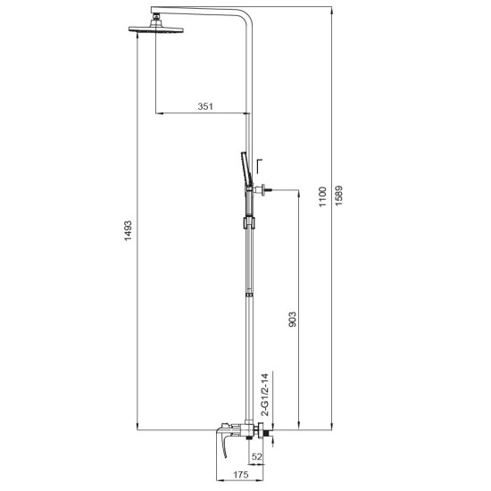 Душевая колонна со смесителем водопад Koer KB-58007-05 (Цвет черный) (KR3463)