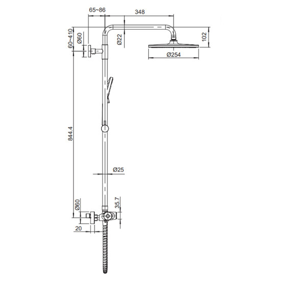 Душевая колонна с термостатическим смесителем Koer KB-55014-01 (Цвет хром) (KR4732)