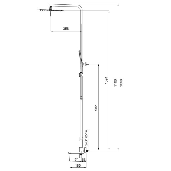 Душевая колонна со смесителем Koer KB-56010-01 (Цвет хром) (KR3494)