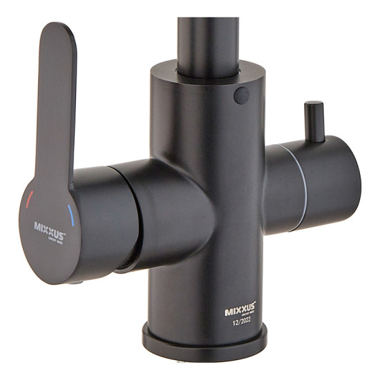 Смеситель для кухни Mixxus DAX-021-G Black (нерж. сталь) с вых.для пит.воды (MI6078)