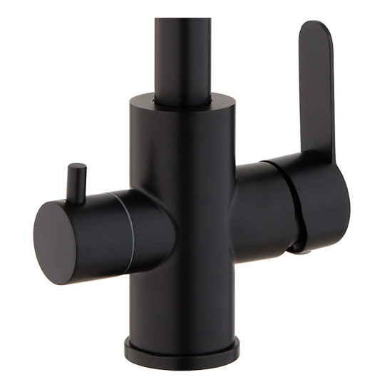 Смеситель для кухни Mixxus DAX-021-G Black (нерж. сталь) с вых.для пит.воды (MI6078)