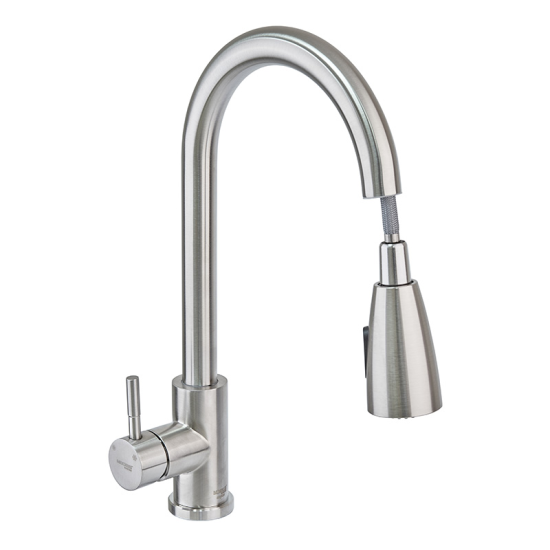 Смеситель для кухни Haiba SUS 014 с выдвижной лейкой (HB3898)