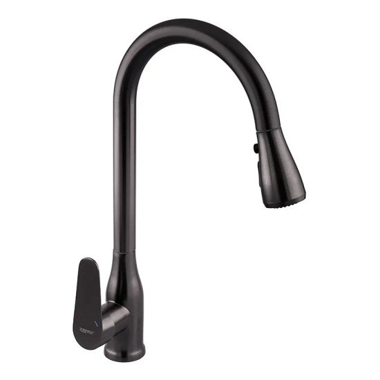 Смеситель для кухни с выдвижной лейкой Zerix PUL-014 Graphite из нерж. стали SUS304 (цвет графит) (ZX5036)