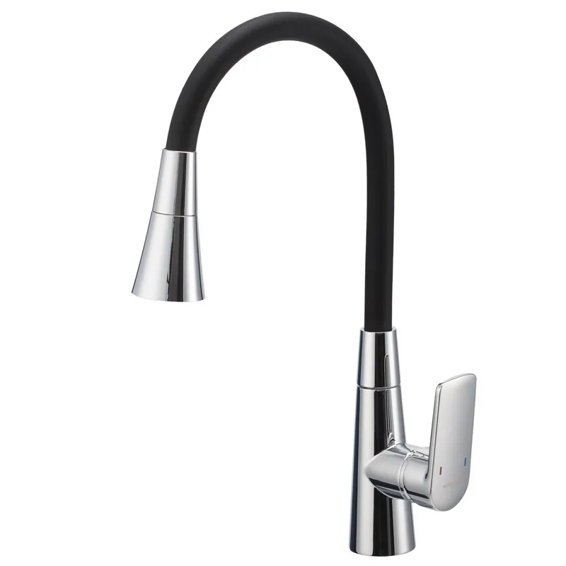 Смеситель для кухни Mixxus Premium Matis 011-T (NUT) Refl.Black (Цвет хром+силик.излив черный) (MI8266)